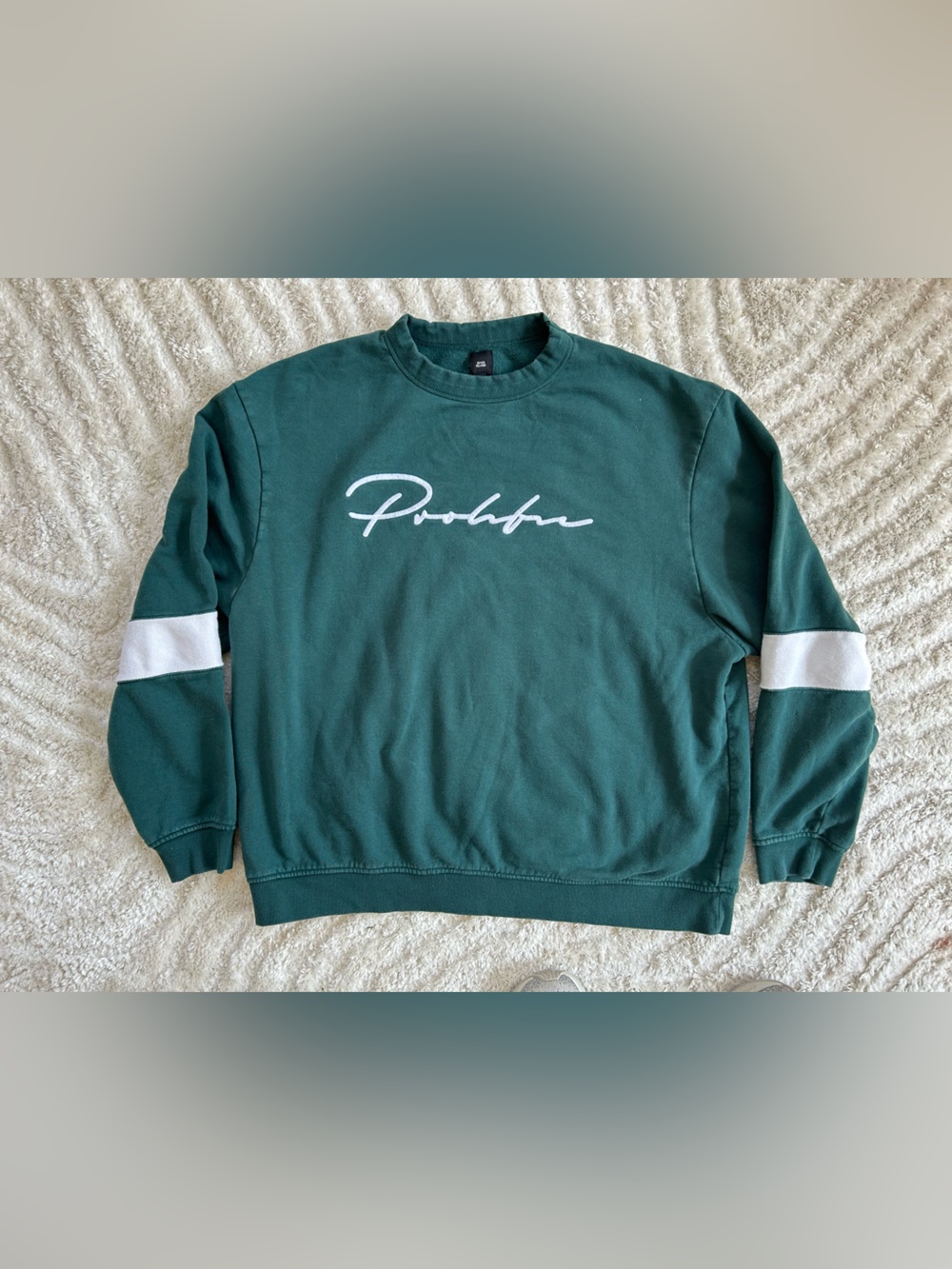 Prolific Forest Green Retro Inspired Sweatshirt with White Sleeve Detail